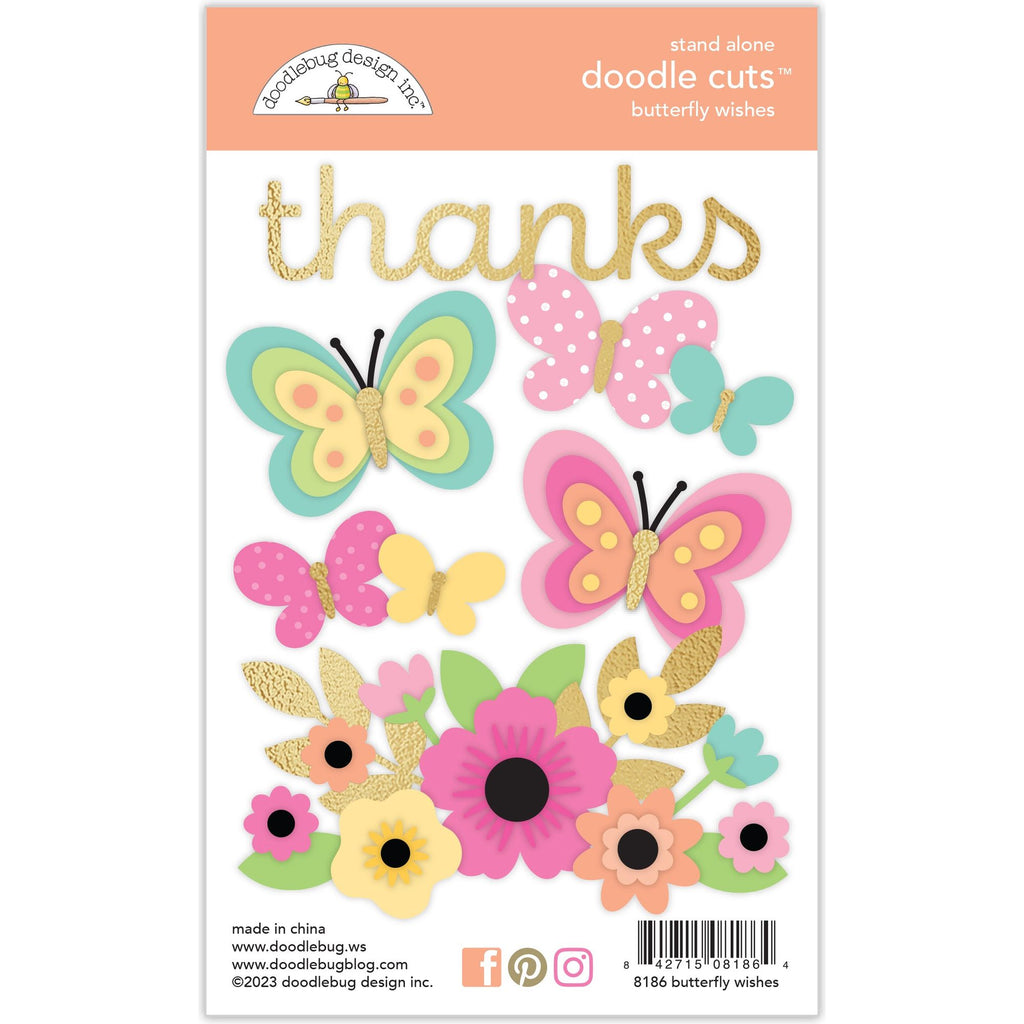 Doodlebug Butterfly Wishes Doodle Die Cuts 8186