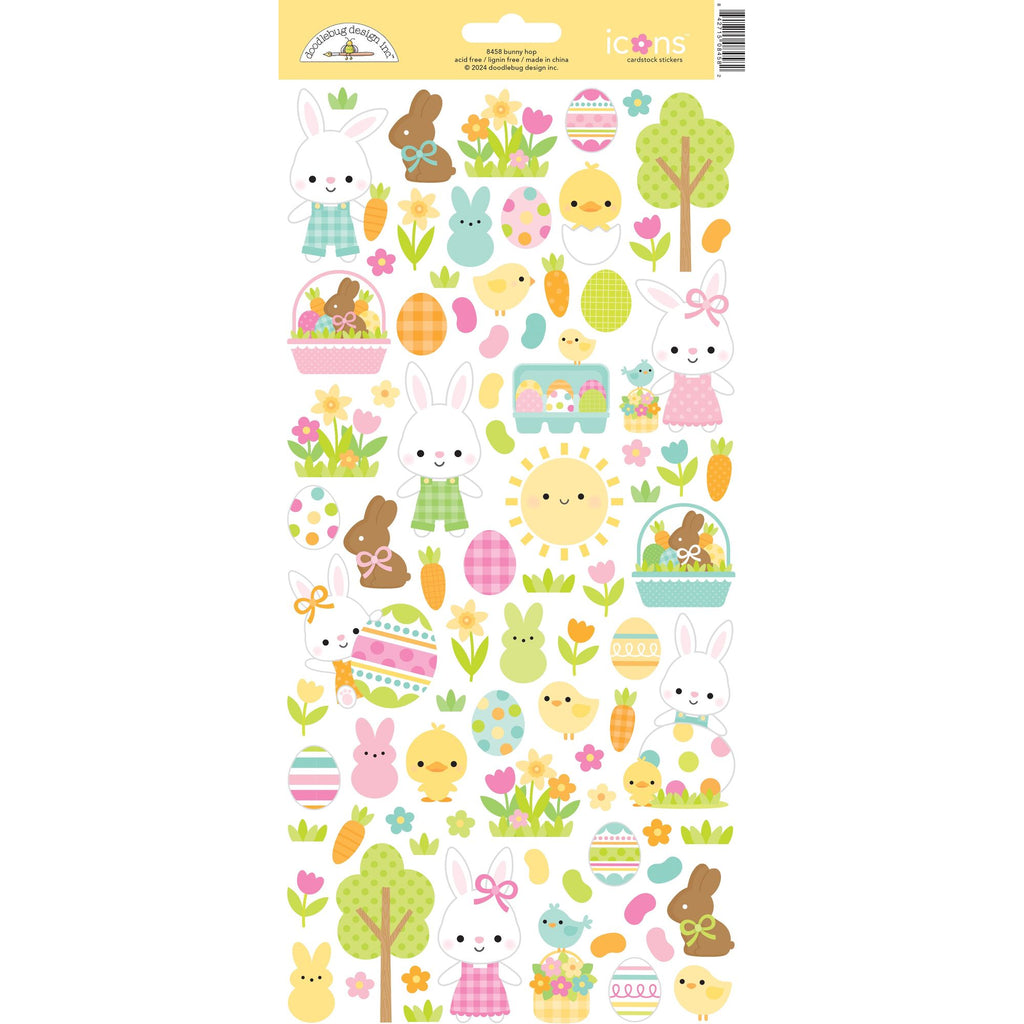 Doodlebug Bunny Hop Icons Stickers 8458