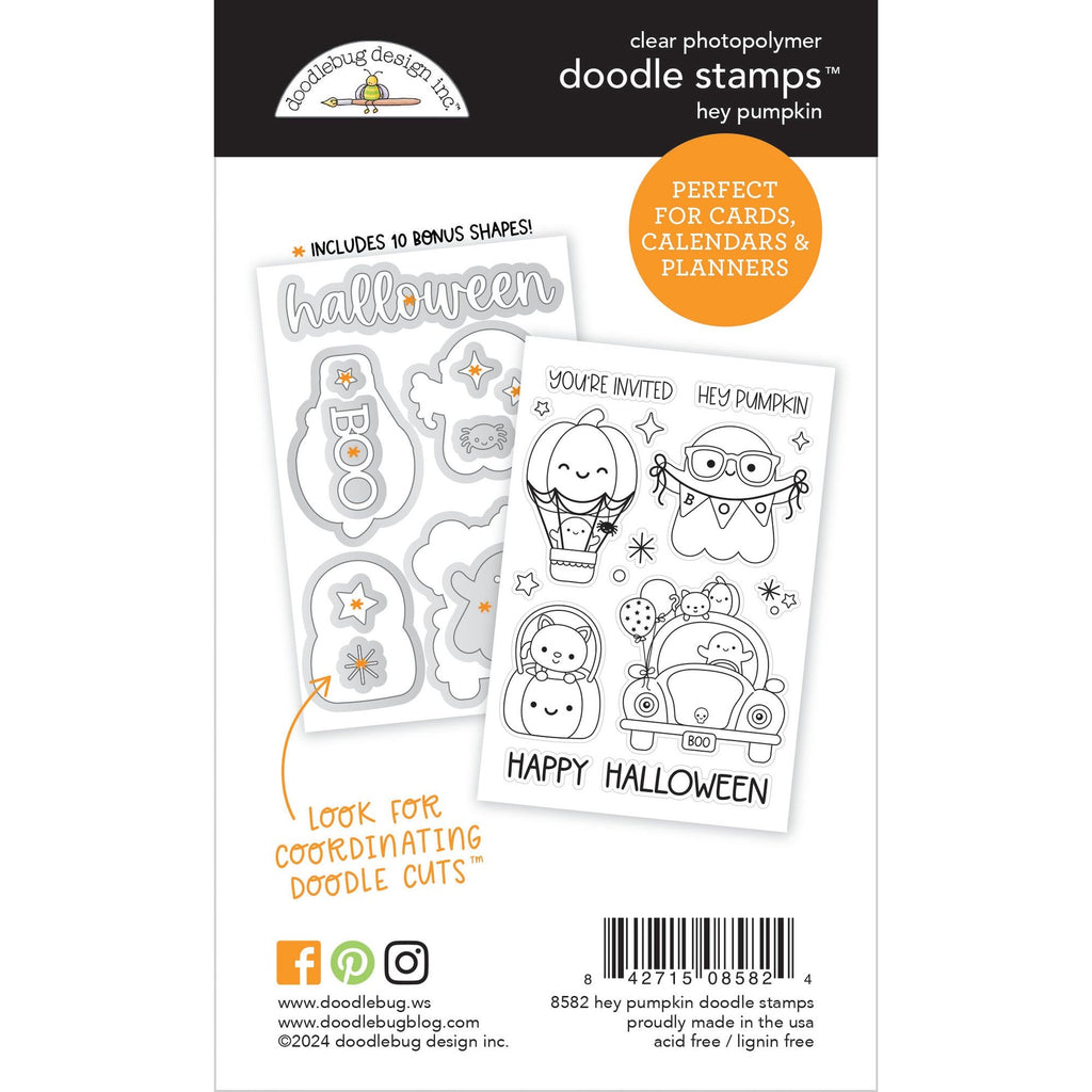 Doodlebug Hey Pumpkin Doodle Stamps 8582 Back of Packaging