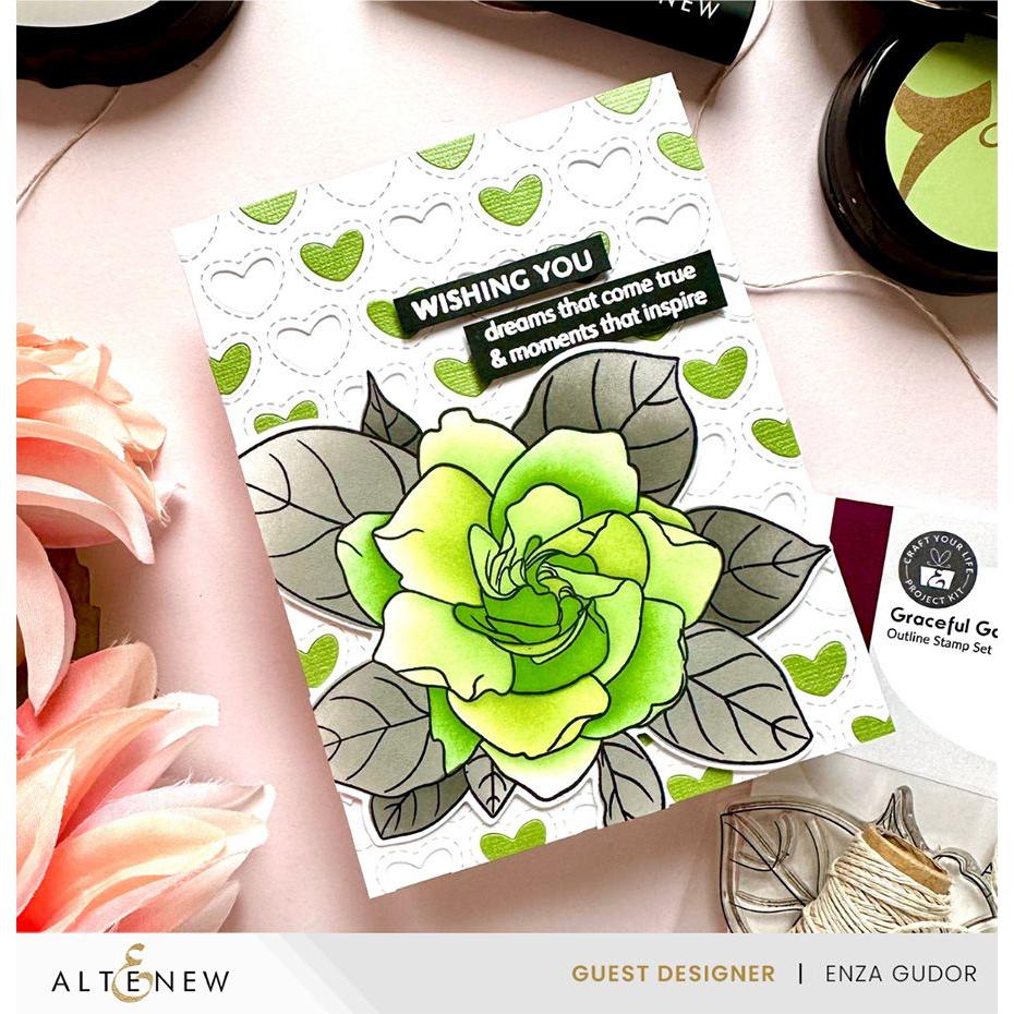 Altenew Zero-Waste: Hearts Aplenty Die alt8839 green flowers