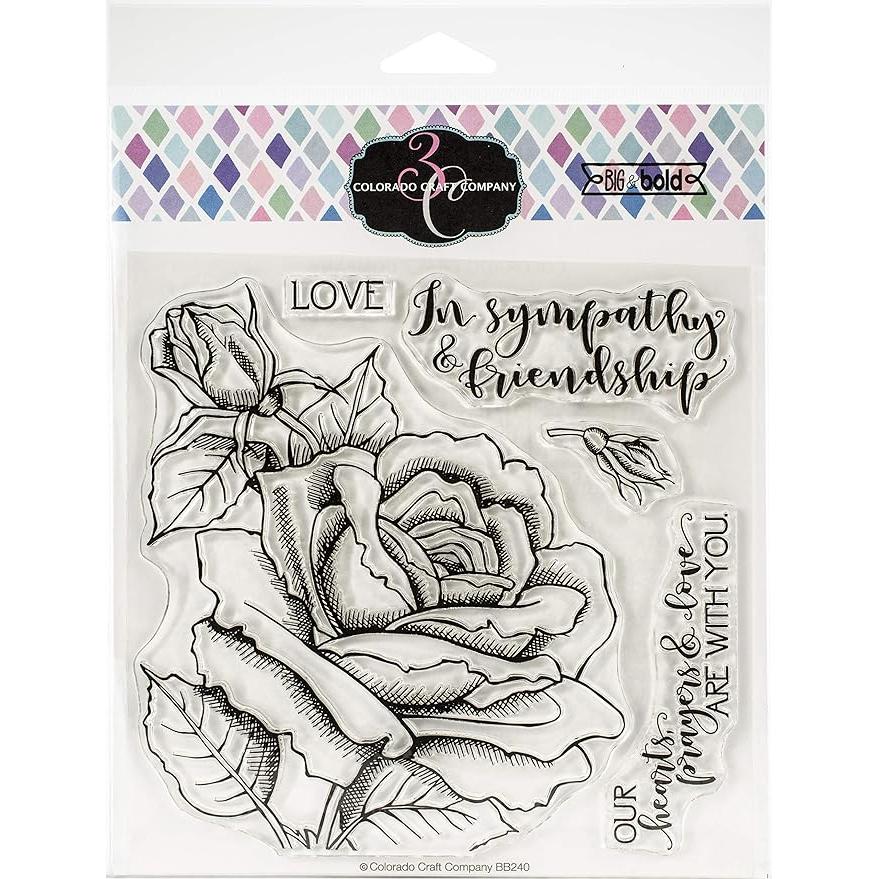 Colorado Craft Company Big and Bold SYMPATHY AND FRIENDSHIP ROSE Clear Stamps BB240