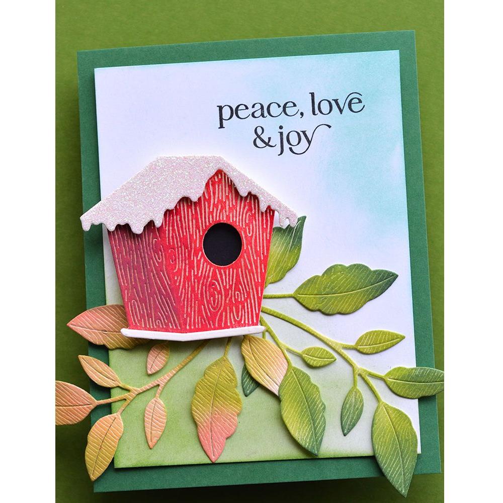 Memory Box Woodgrain Bird House Dies 94742 peace love and joy