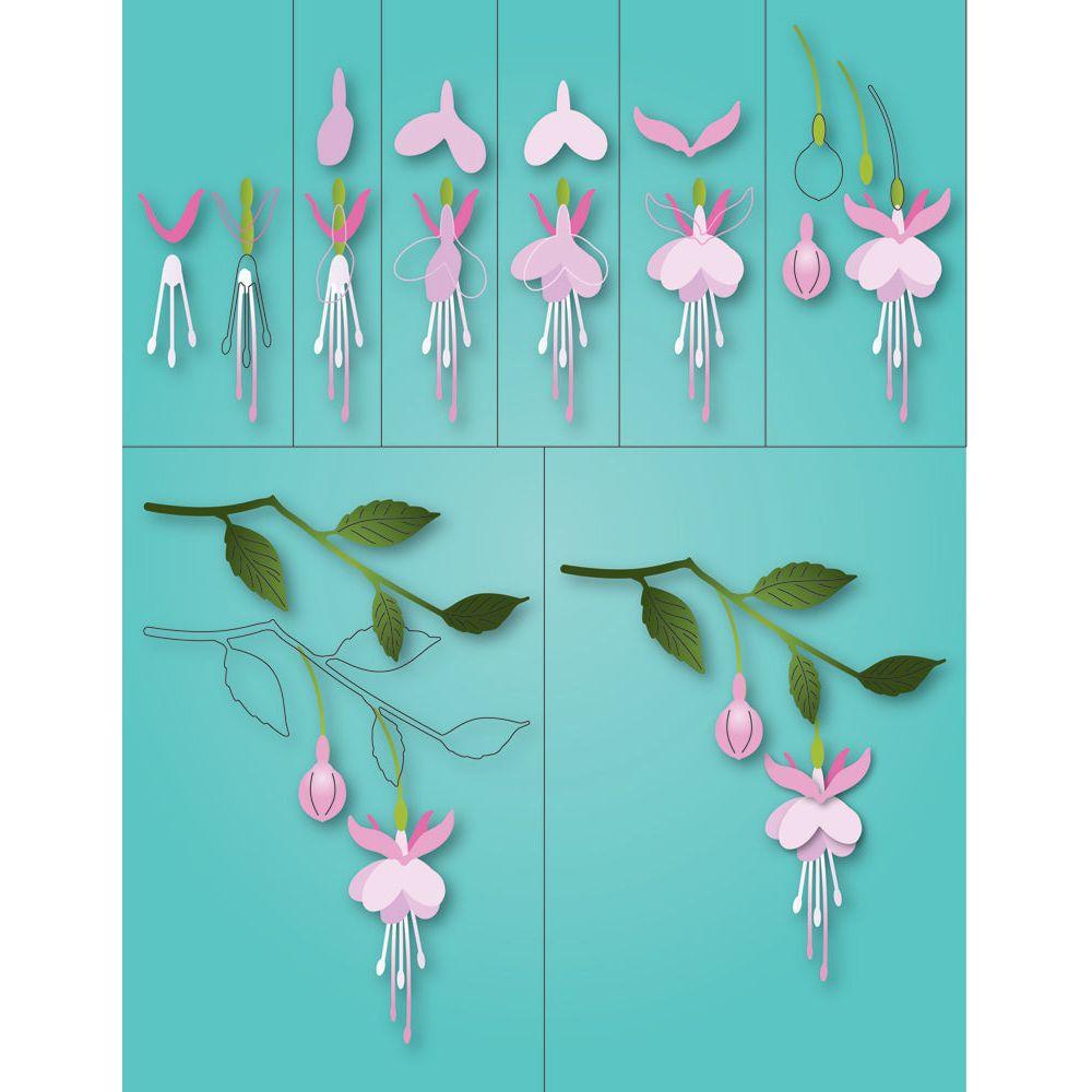 Memory Box Dainty Fuchsia Stem Dies 94787 how to assemble