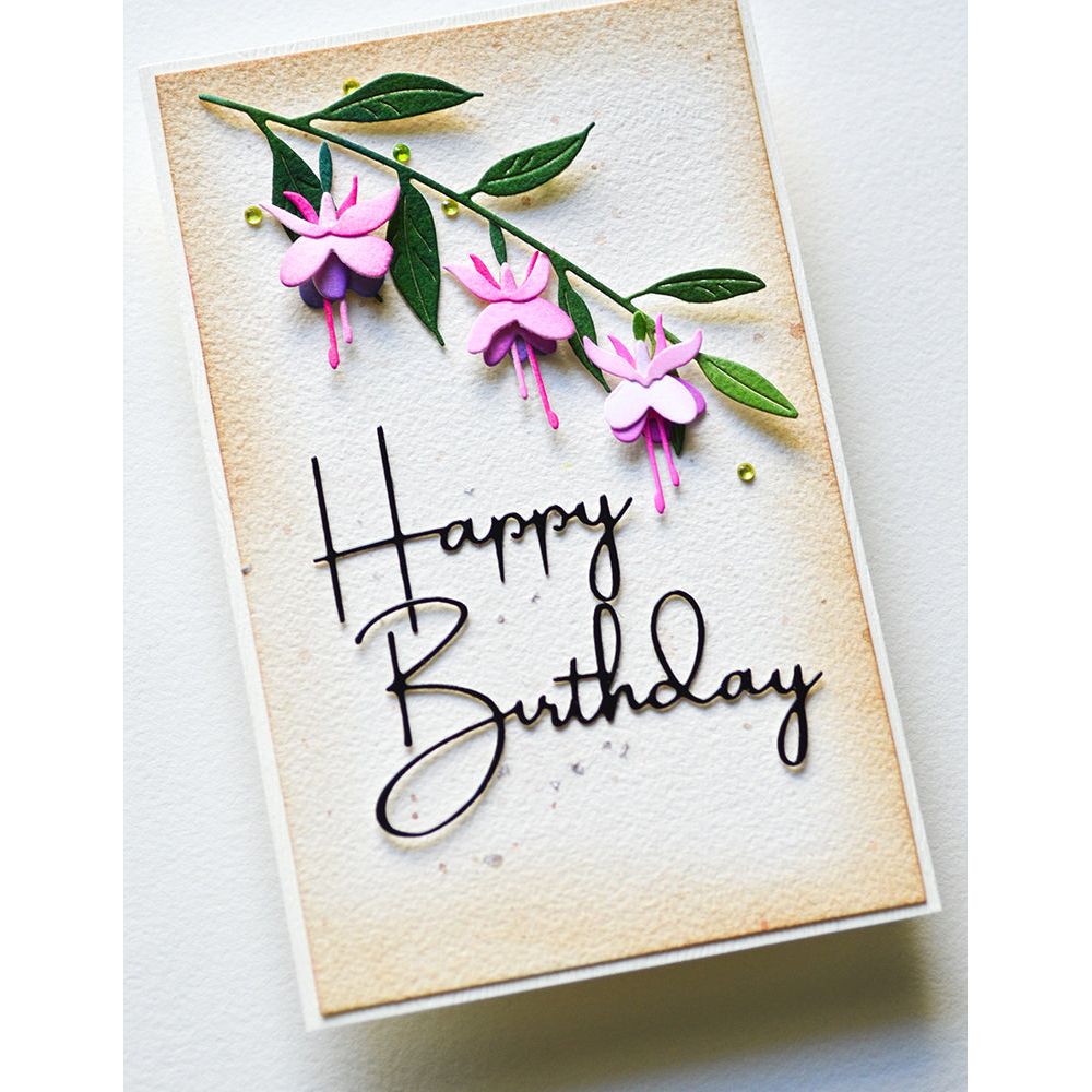 Memory Box Little Fuchsia Flower Trio and Branch Dies 94788 happy birthday