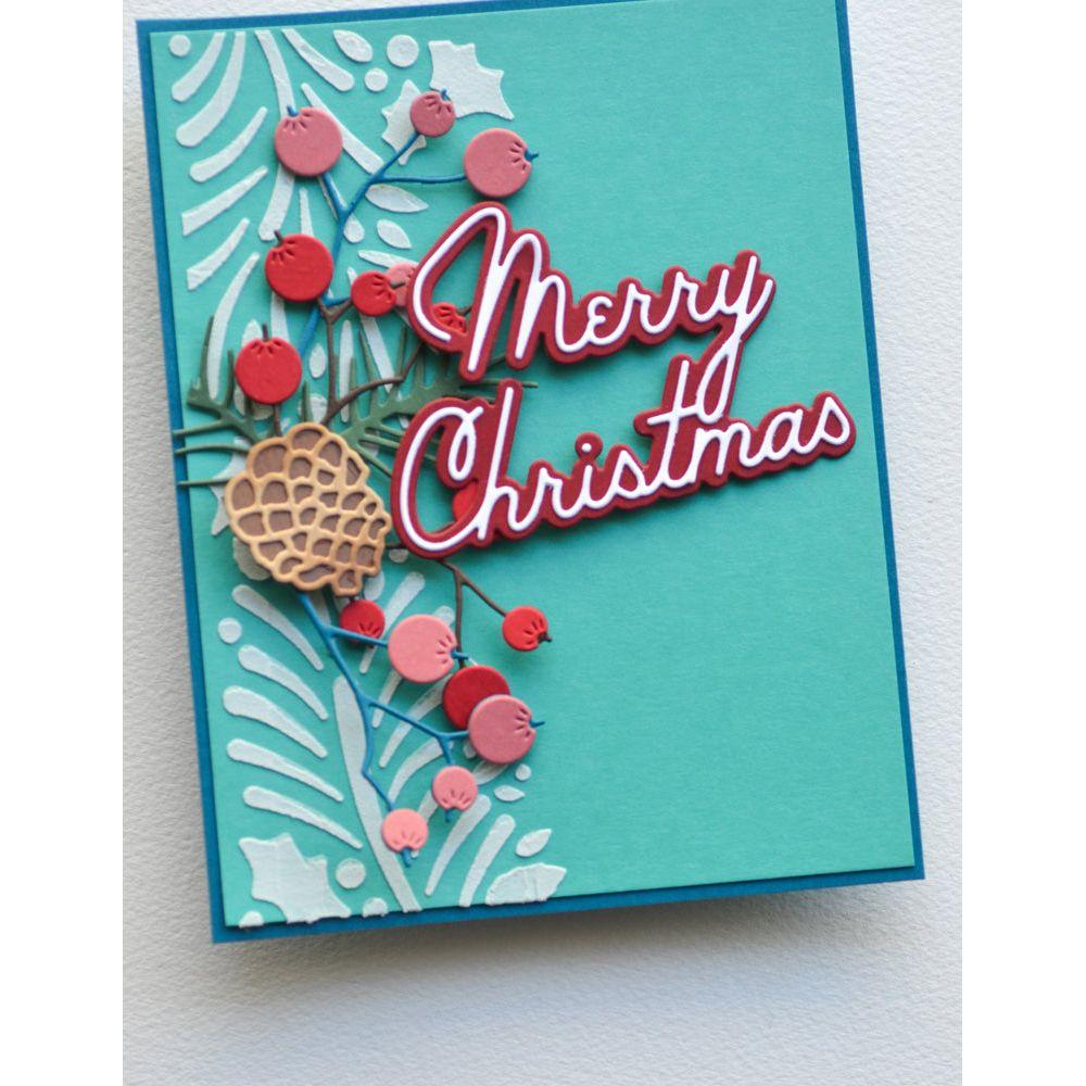 Memory Box Merry Christmas Debut Script Dies 94839 pinecone