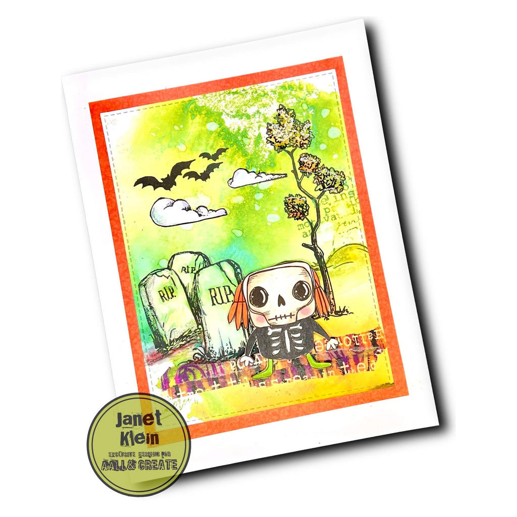 AALL & Create Fright Night A7 Clear Stamps aall951 halloween skull graveyard