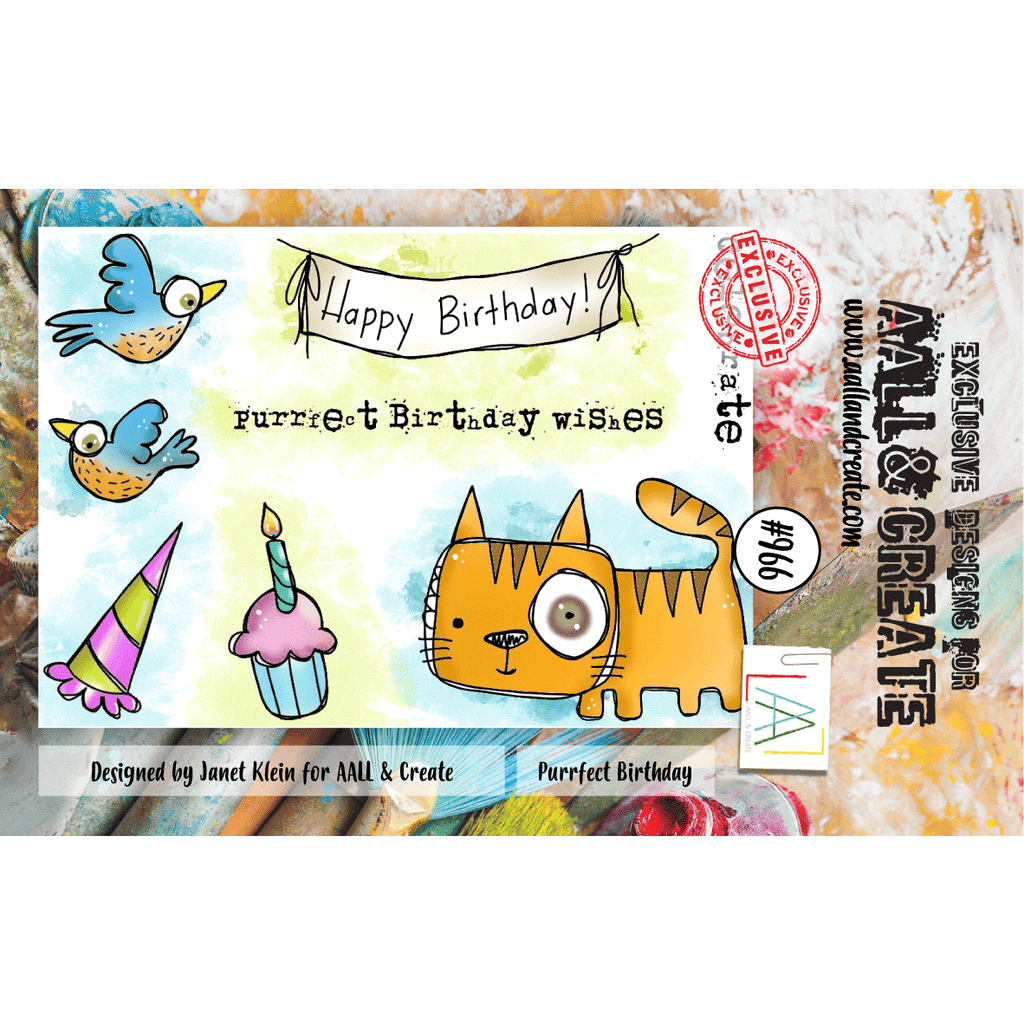 AALL & Create Purrfect Birthday A7 Clear Stamps 966