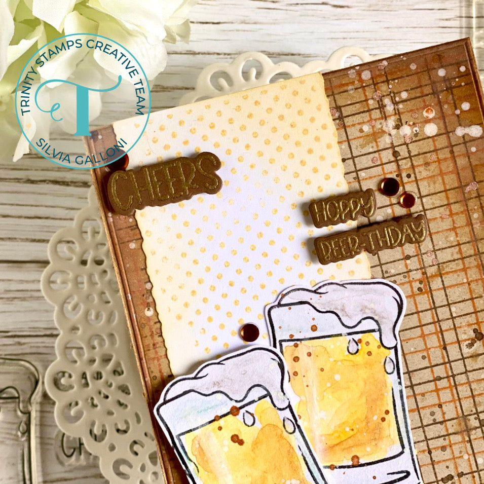 Trinity Stamps Espresso Grounds Confetti Embellishment Box tsb-385 Masculine Beer Happy Birthday Card | color-code:ALT01