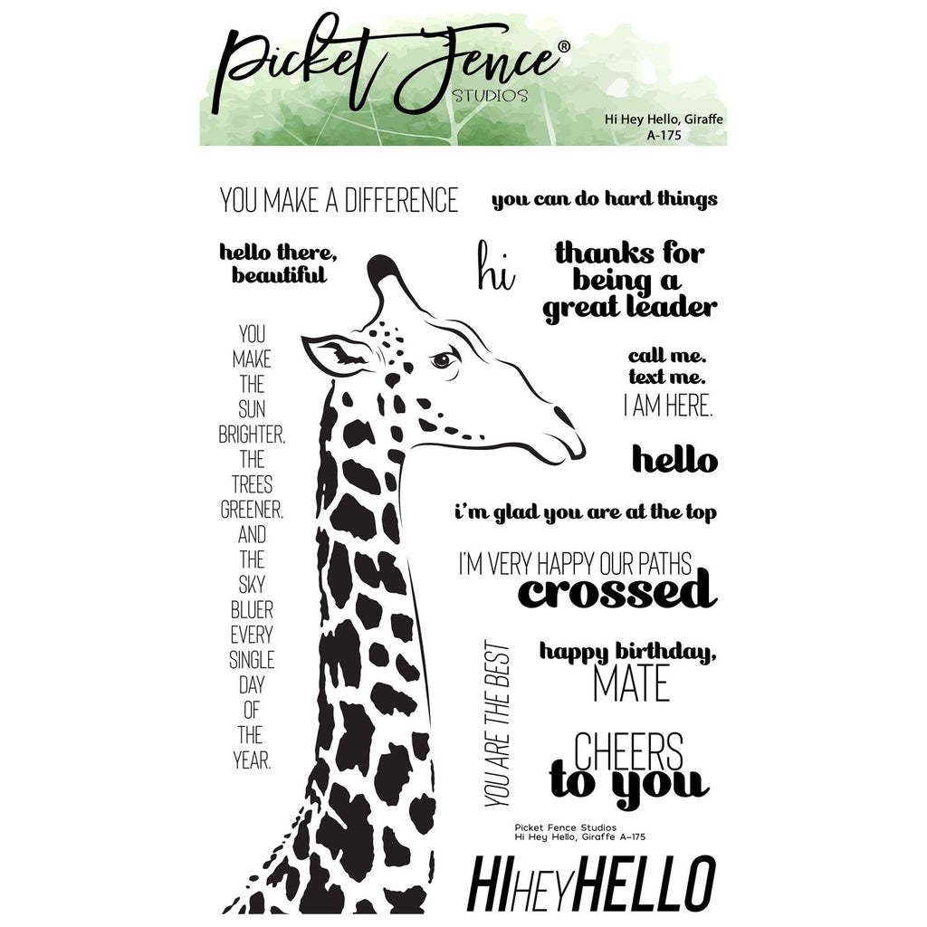 Picket Fence Studios Hi Hey Hello, Giraffe Clear Stamps a-175