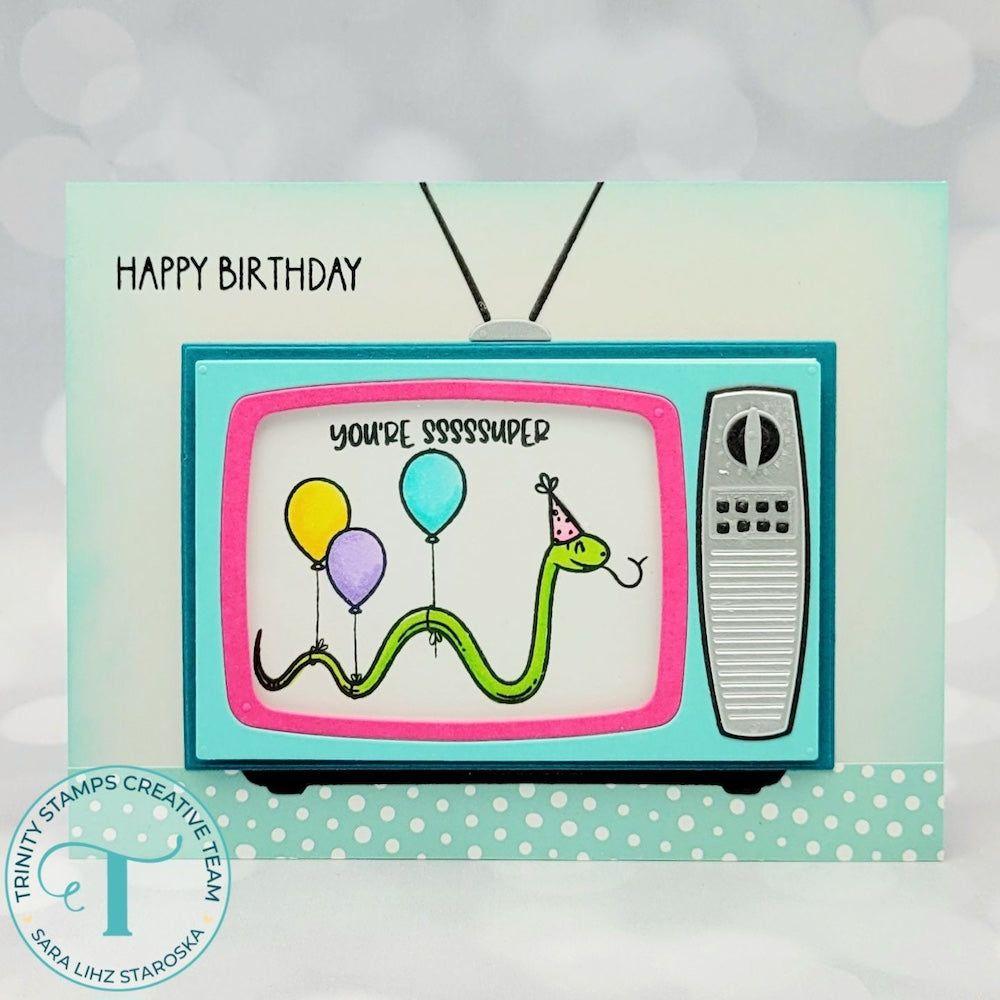 Trinity Stamps Party Snake Clear Stamp and Die Set tps-263 tv