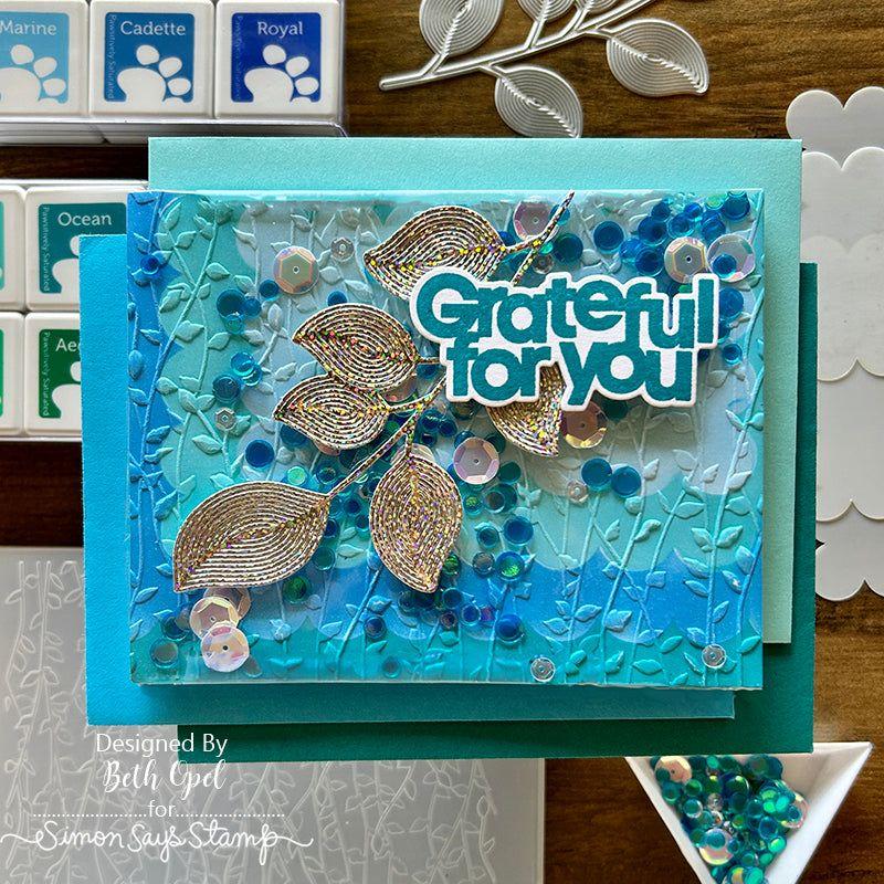 Simon Says Stamp Stencils A7 Scalloped Rectangles ssst221682 Just A Note Grateful for You Card