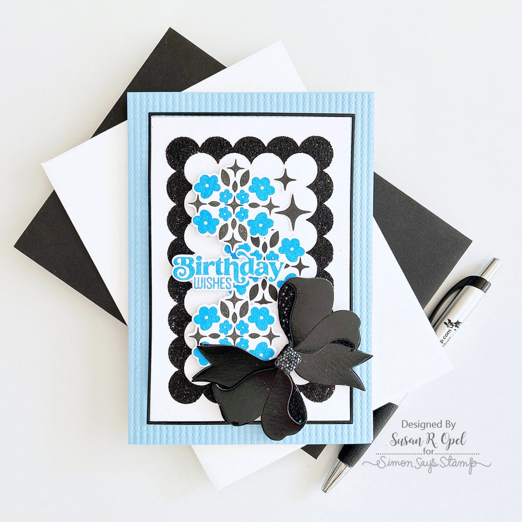 Simon Says Stamp Stencils A7 Scalloped Rectangles ssst221682 Just A Note Birthday Card | color-code:ALT01