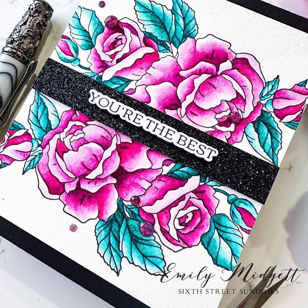 Pinkfresh Studio Beautiful Roses Press Plate 216923 You're The Best Roses | color-code:ALT01