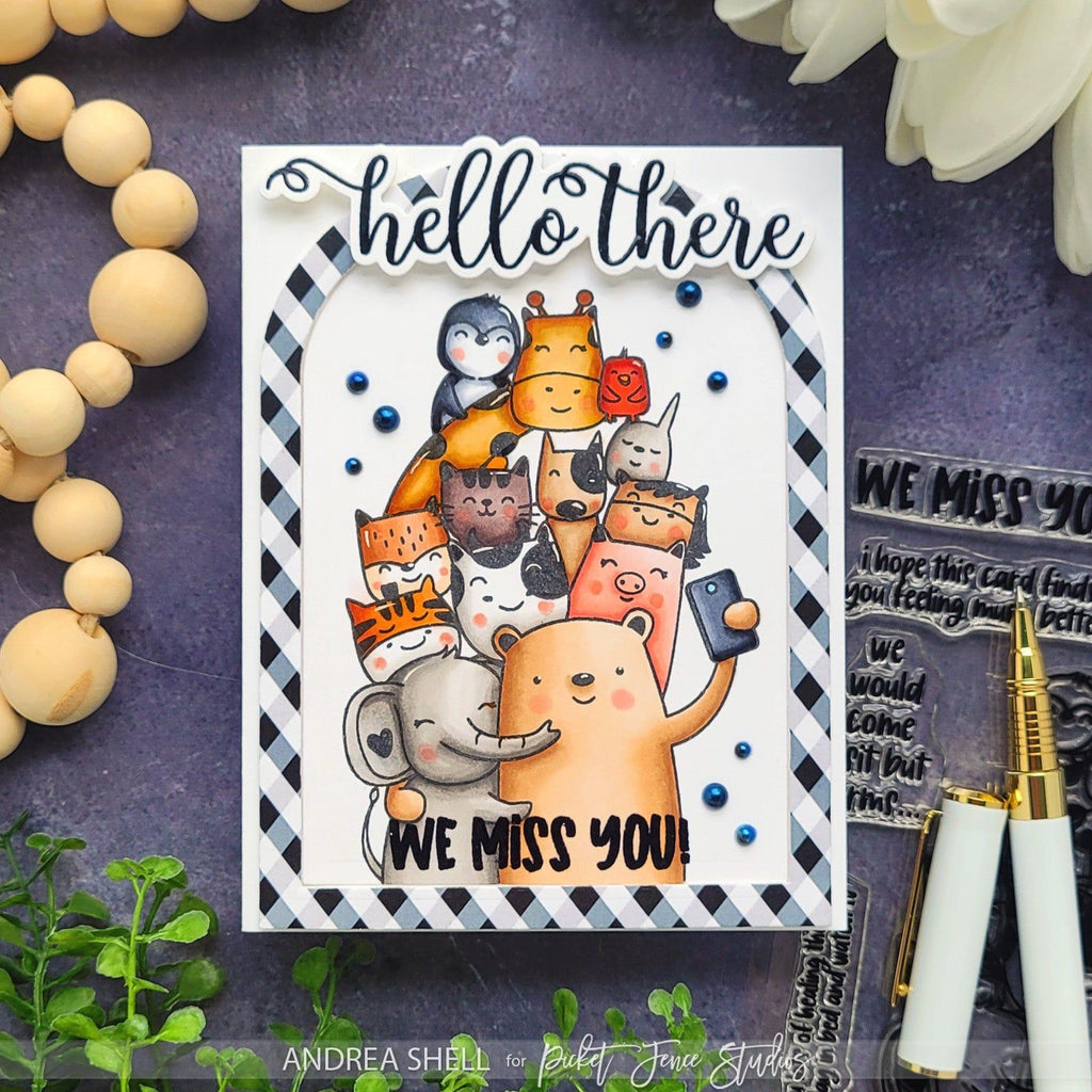 Picket Fence Studios Animal Crackers: We Miss You Clear Stamps ac-110 miss you