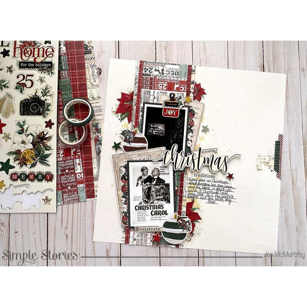 Simple Stories Vintage 'Tis The Season Layered Chipboard 20730 Christmas Traditions Layout