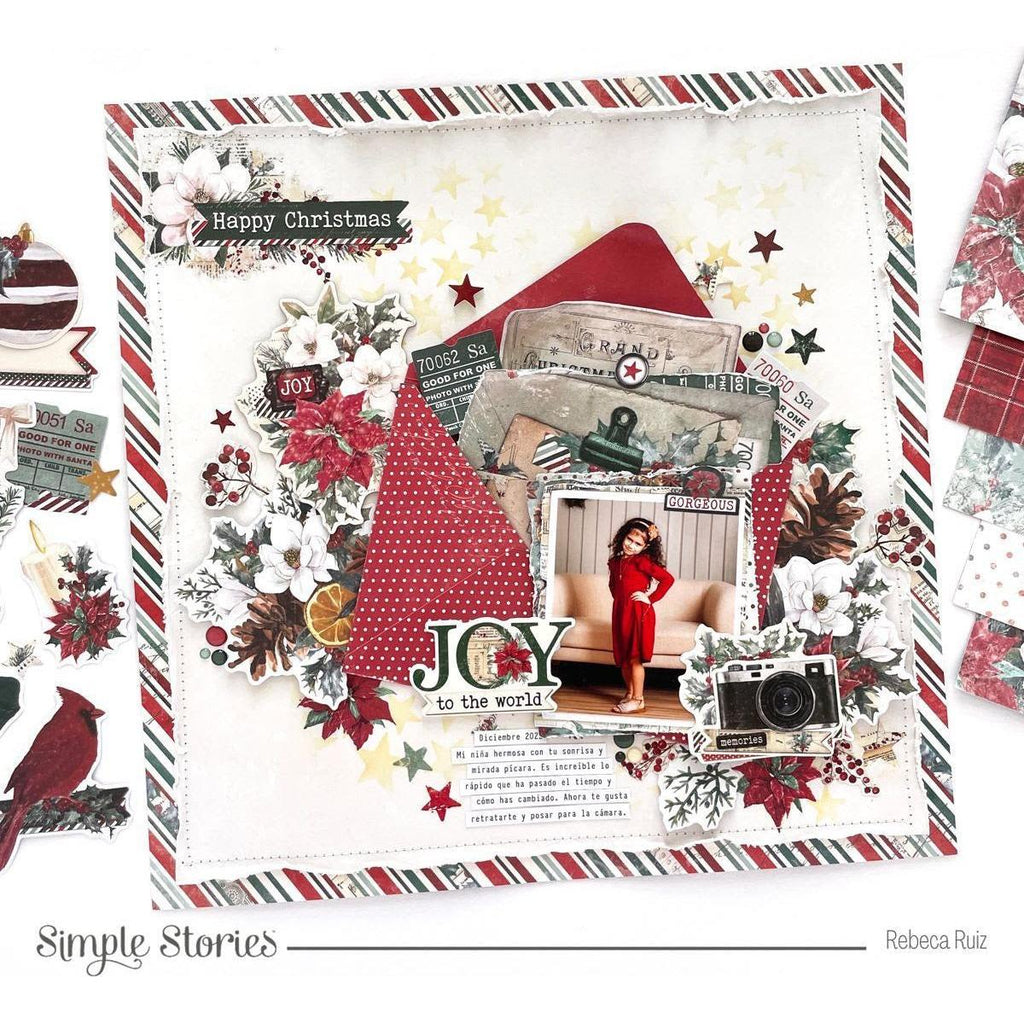 Simple Stories Vintage 'Tis The Season Layered Chipboard 20730 Joy To The World Layout