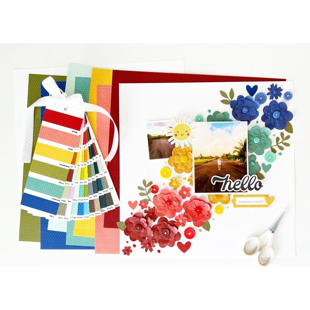 Simple Stories COLOR VIBE BRIGHTS Flowers Bits And Pieces 19011 Sunshine Hello Layout