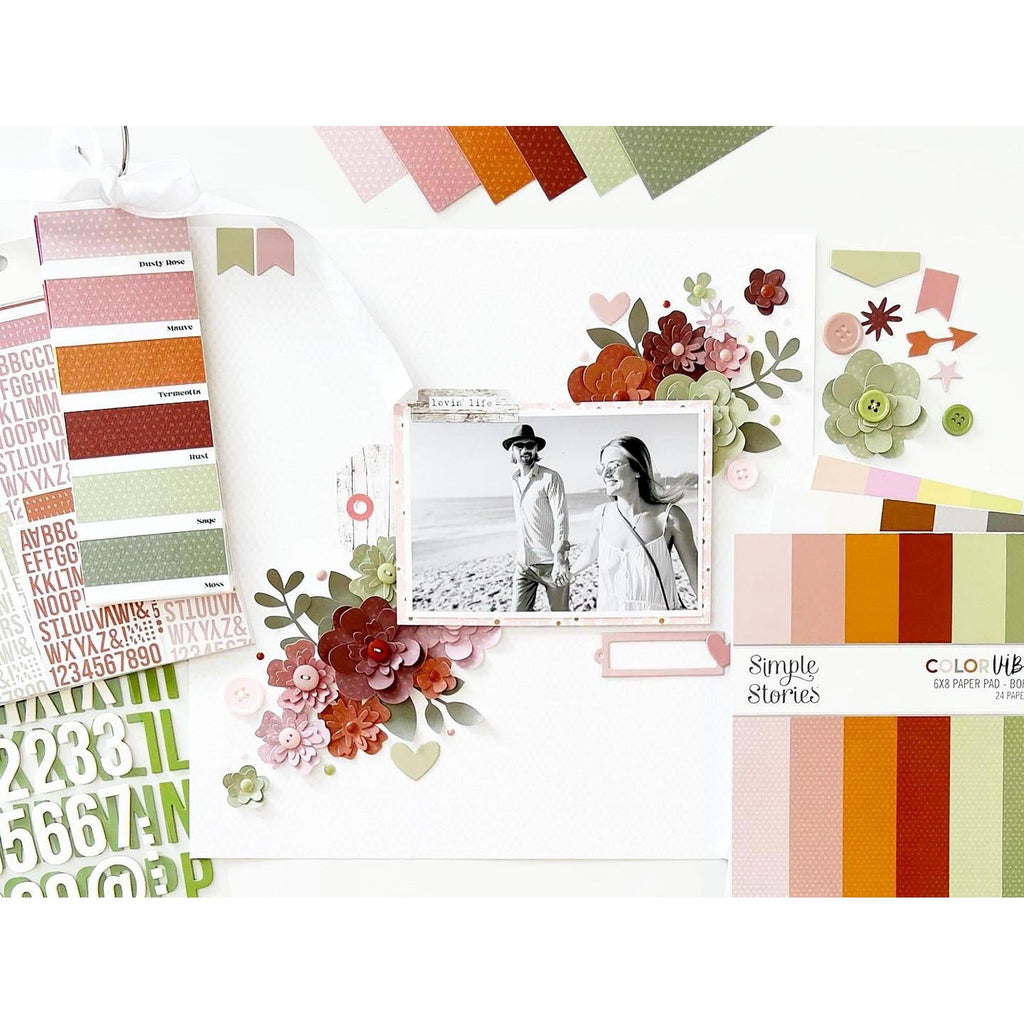 Simple Stories Boho Color Vibe Flowers Bits And Pieces 13481 Loving Life Layout