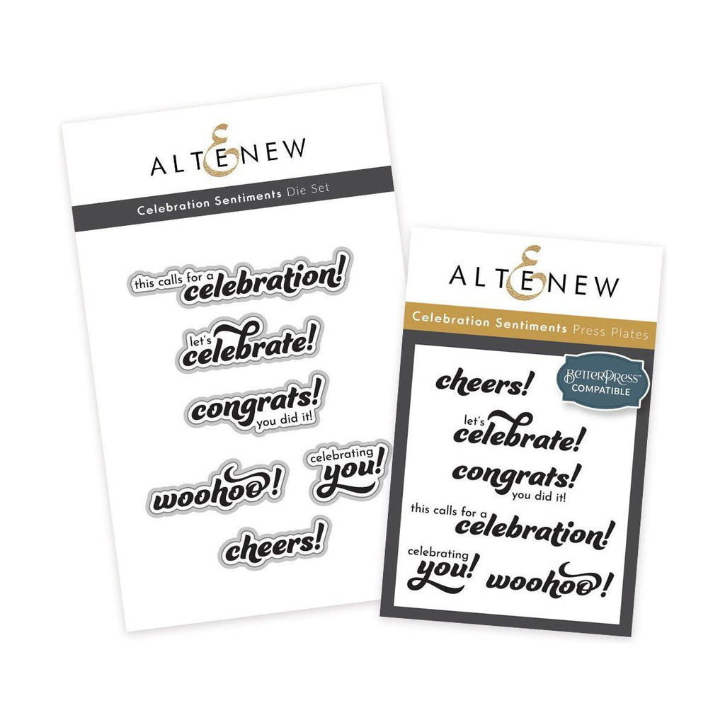 Altenew Celebration Sentiments Press Plate and Die Set