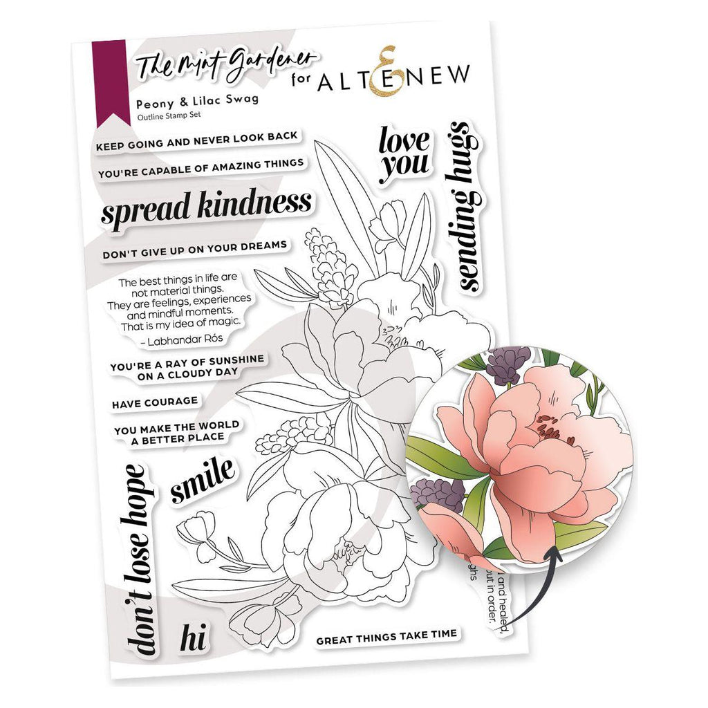 Altenew Peony and Lilac Swag Clear Stamps alt10145