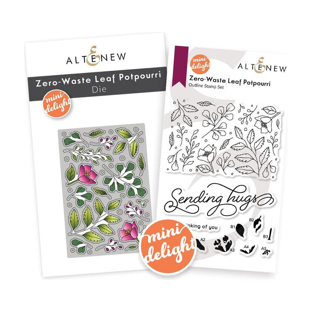 Altenew Mini Delight Zero-Waste Leaf Potpourri Stamp and Die Set alt10160bn