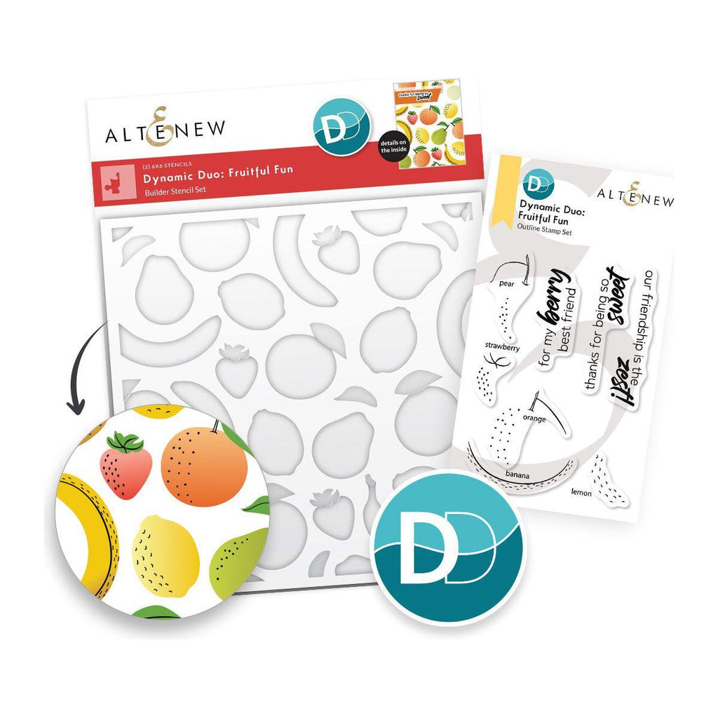 Altenew Dynamic Duo Fruitful Fun Clear Stamp and Stencil Set alt10166bn