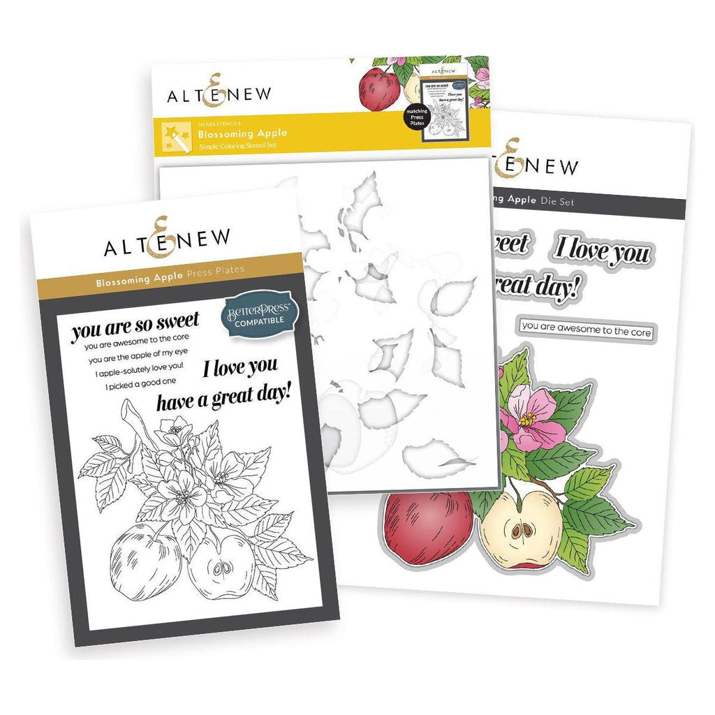 Altenew Blossoming Apple Press Plates, Layering Stencils, and Die Set