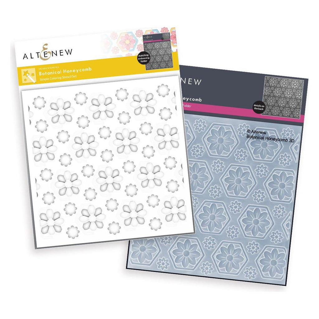 Altenew Botanical Honeycomb Stencils and 3D Embossing Folder Set