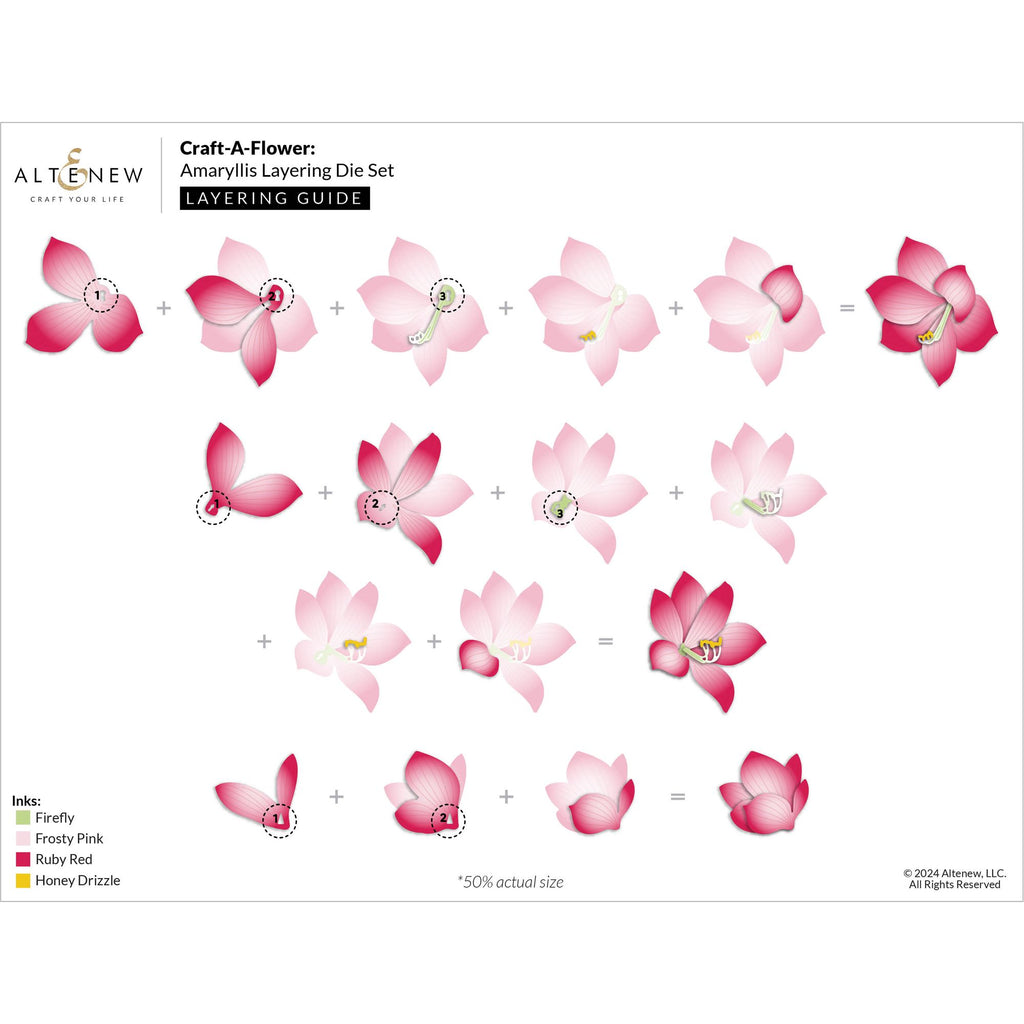 Altenew Craft-A-Flower Amaryllis Dies alt10218 layering guide