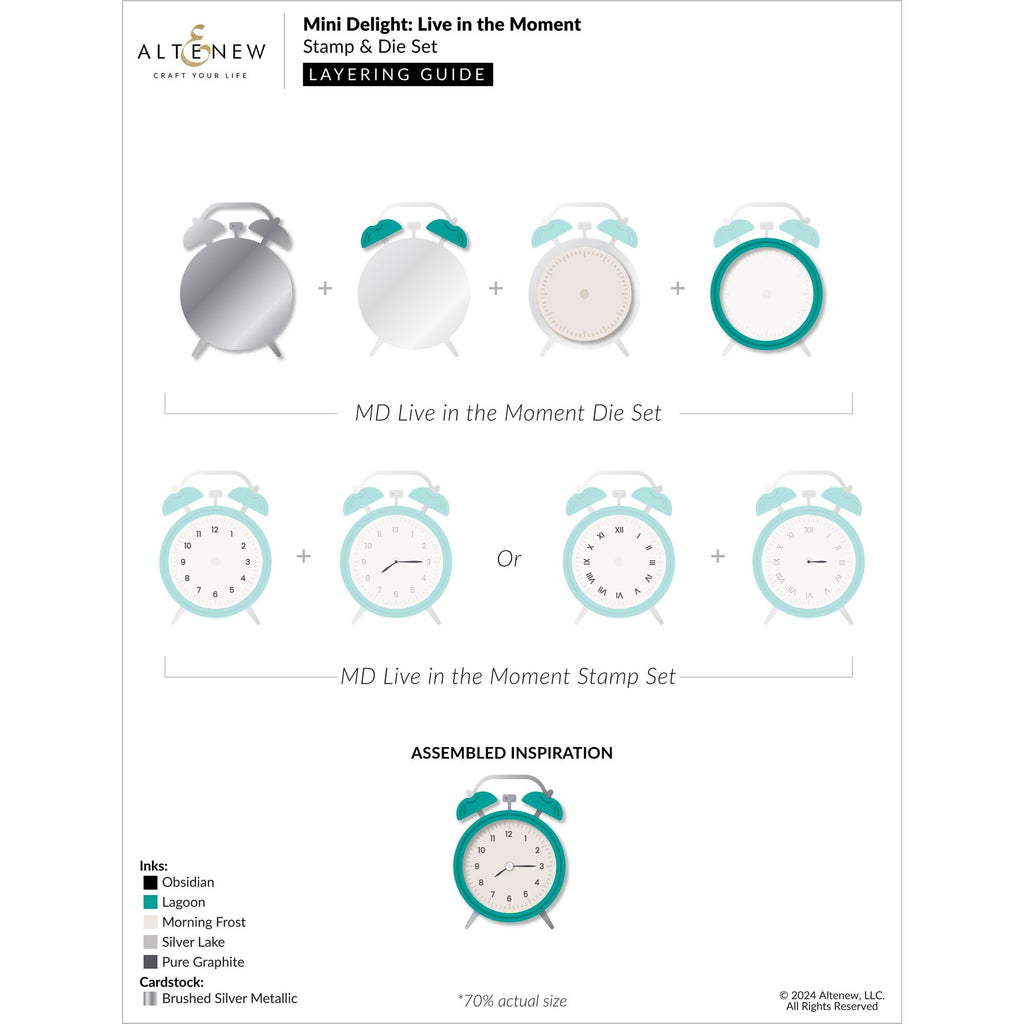 Altenew Mini Delight Live in the Moment Stamp and Die Set alt10220bn layering guide