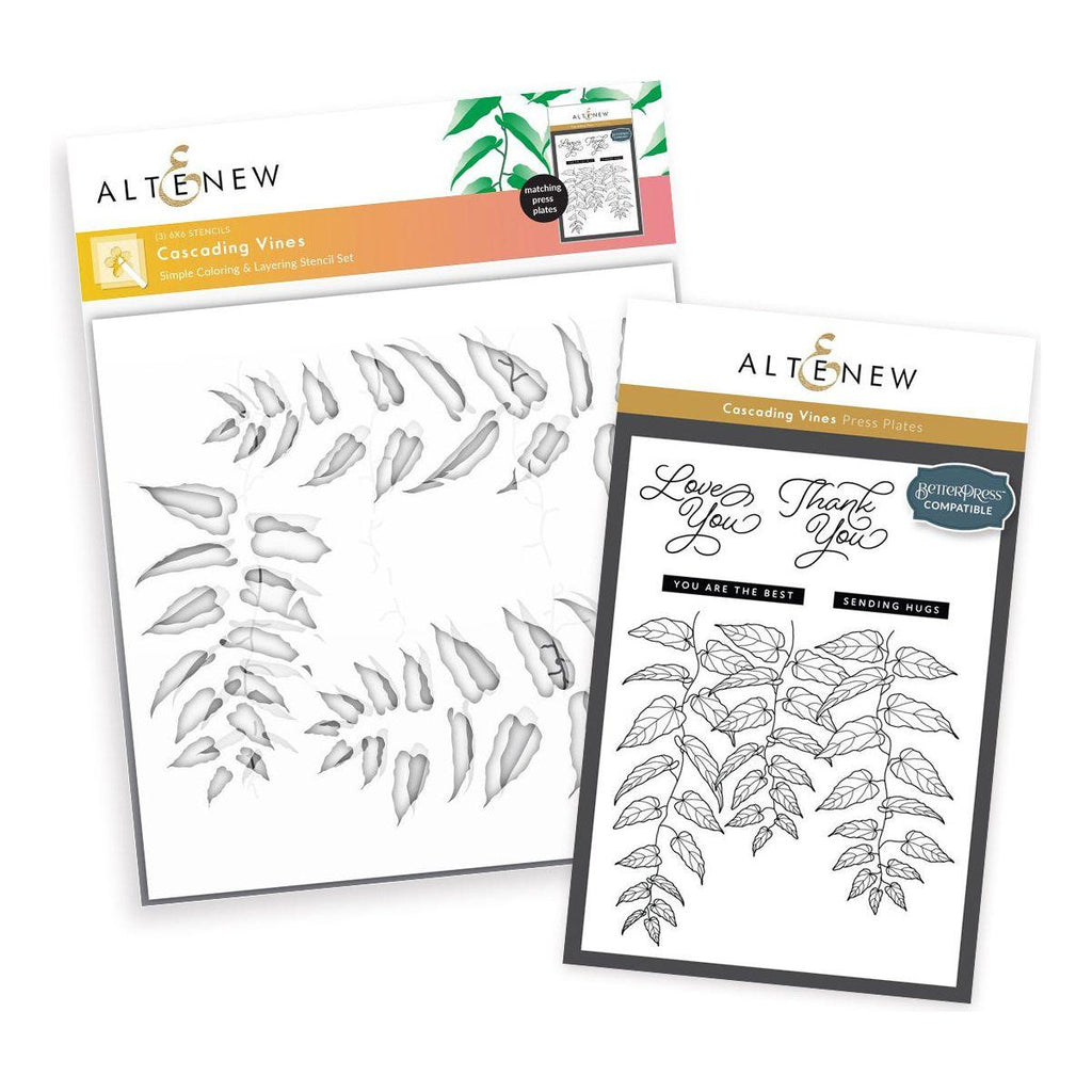 Altenew Cascading Vines Press 'n' Foil Plate and Stencil Set