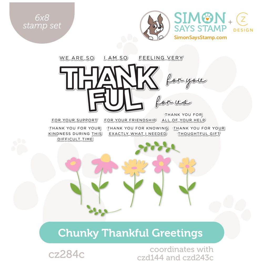 CZ Design Clear Stamps Chunky Thankful Greetings cz284c