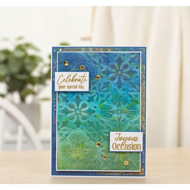 Crafter's Companion Mosaic Tiles 5 x 7 3D Embossing Folder an-3d-ef5-mota card example