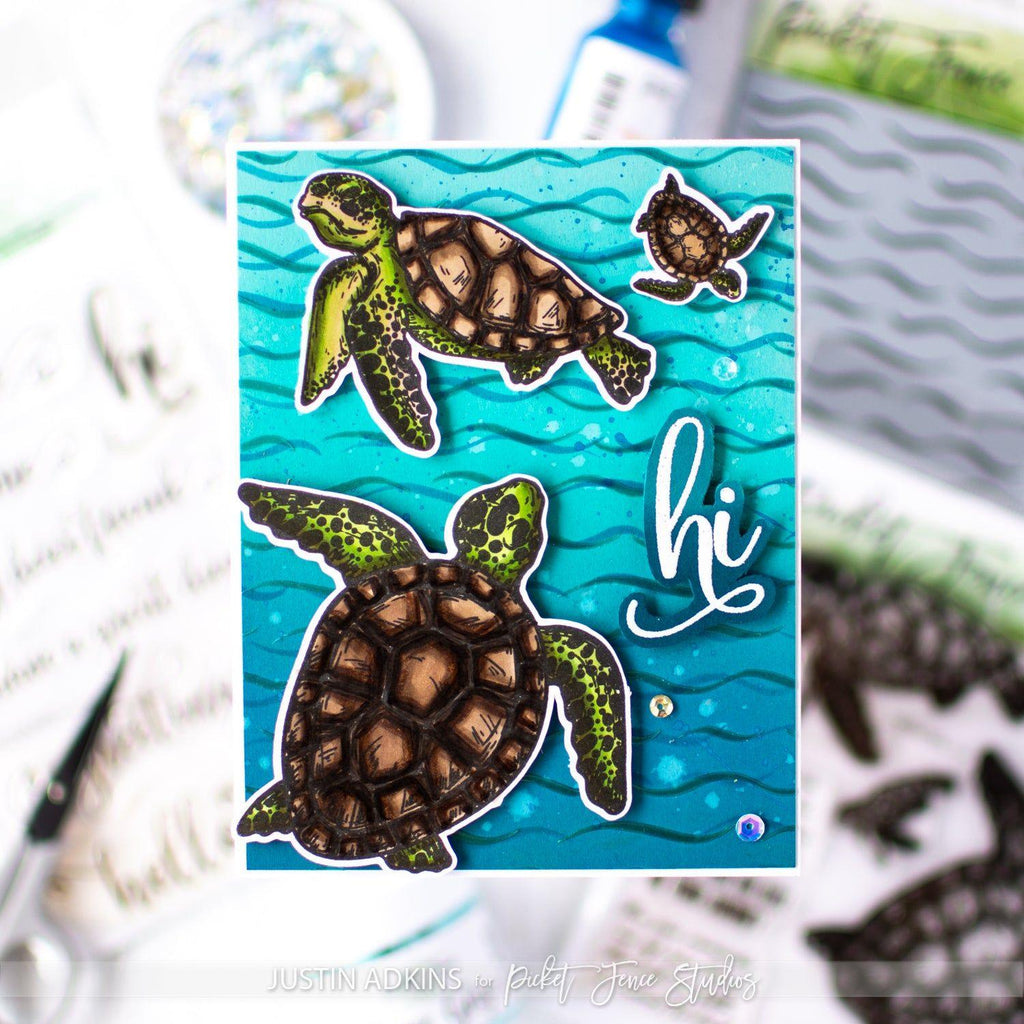 Picket Fence Studios Ocean Waves Stencil sc-451 turtle