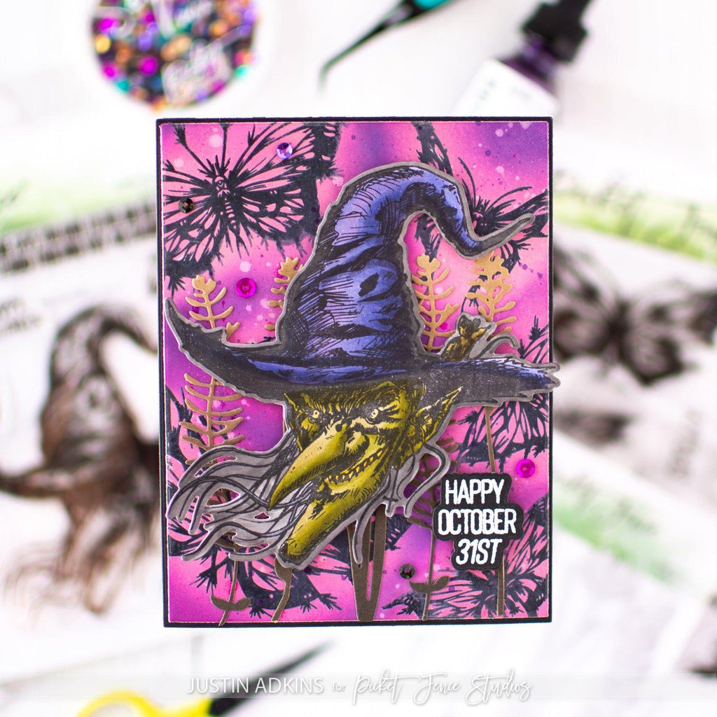 Picket Fence Studios A Wee Bit Wicked Clear Stamps h-135 october