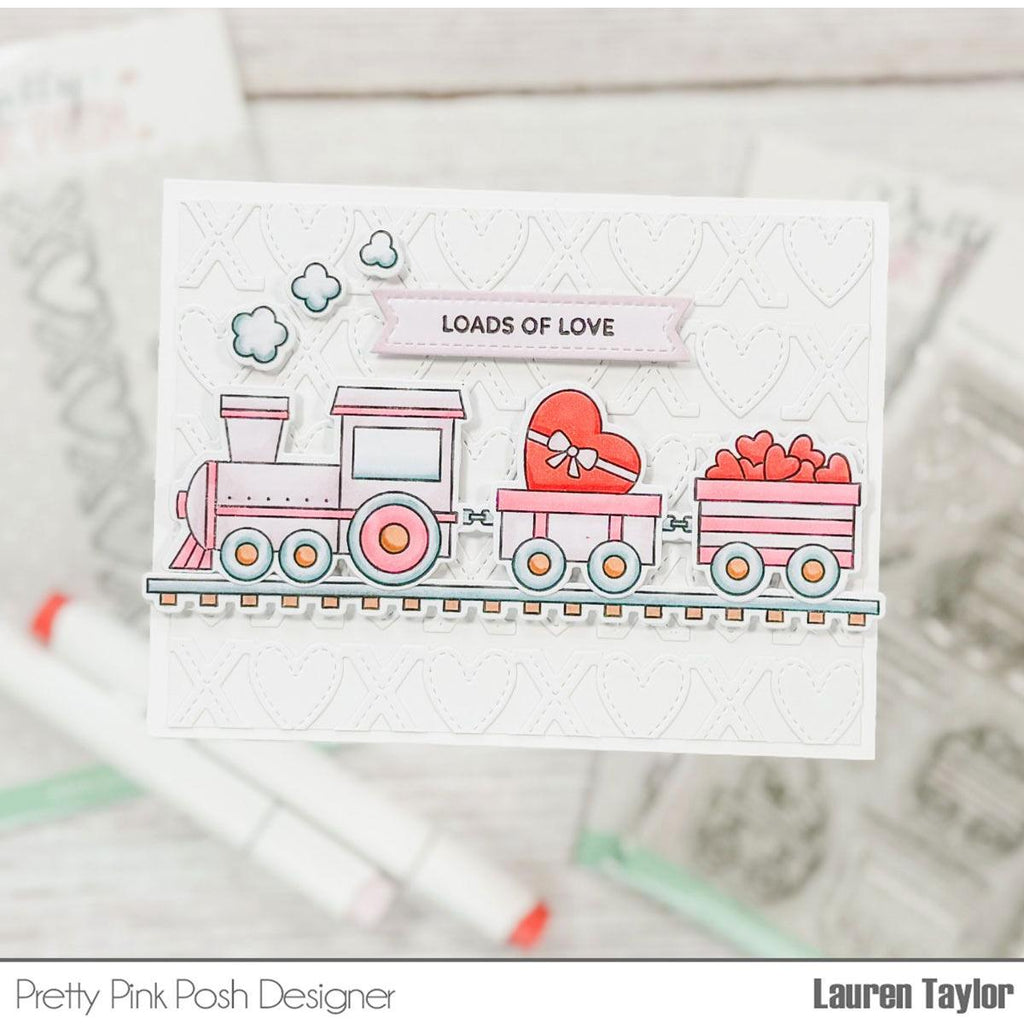 Pretty Pink Posh Valentines Train Clear Stamps loads of love