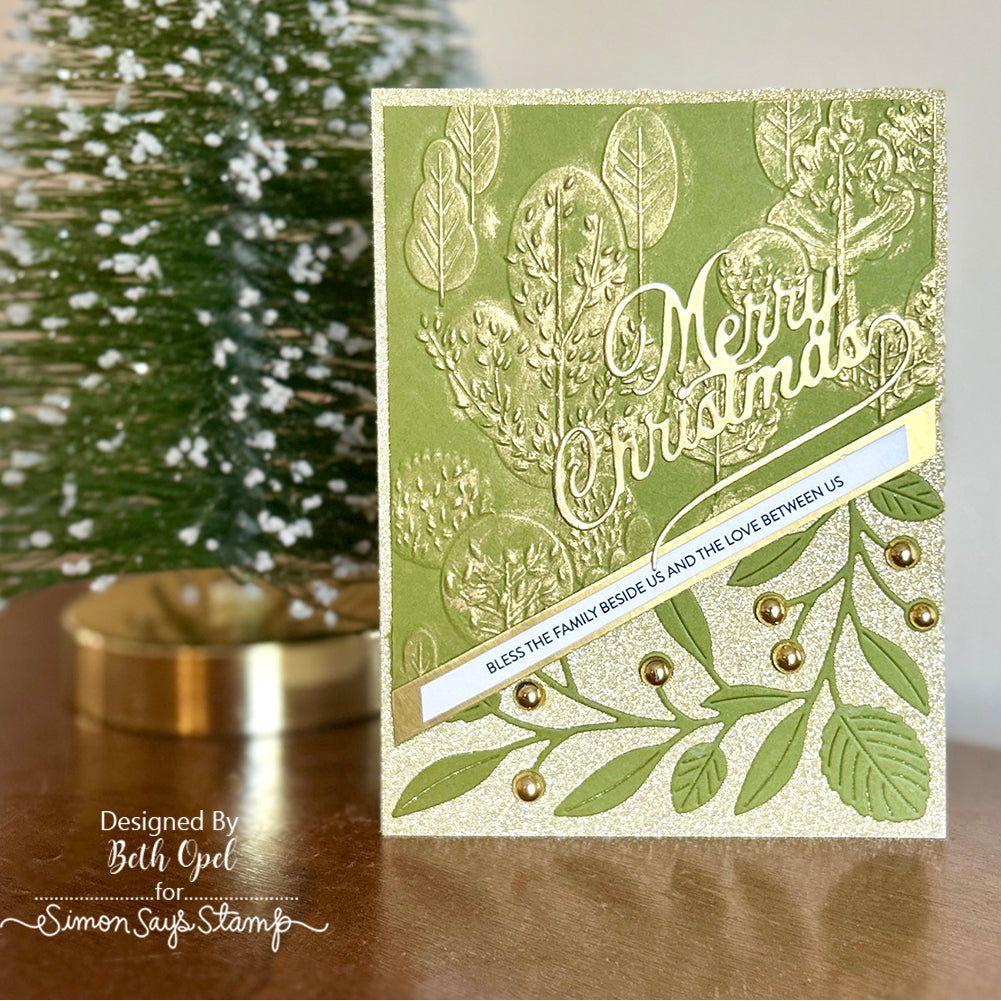 Simon Says Stamp Abundant Leaf Background Wafer Die s963 Festive Fun Christmas Card