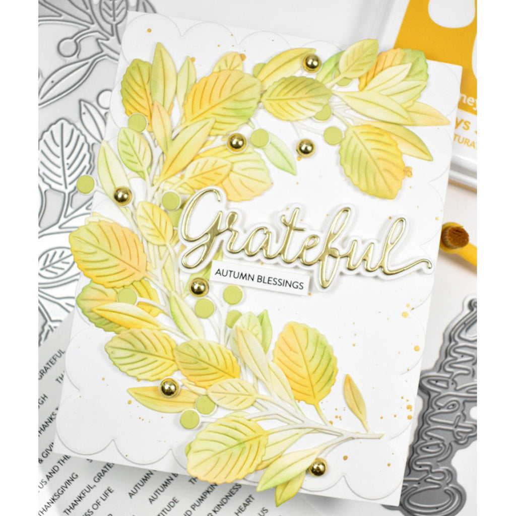 Simon Says Stamp Abundant Leaf Background Wafer Die s963 Festive Fun Thanksgiving Card | color-code:ALT08