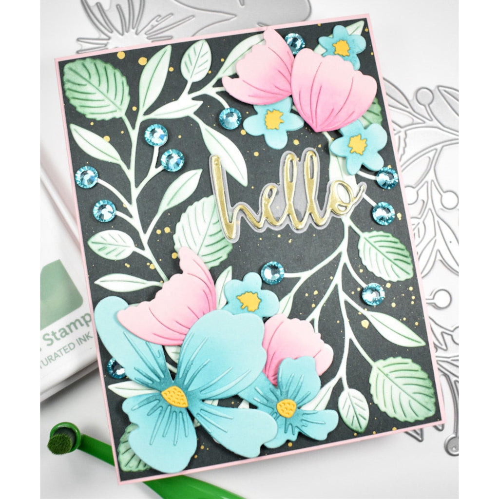 Simon Says Stamp Abundant Leaf Background Wafer Die s963 Festive Fun Hello Card | color-code:ALT10