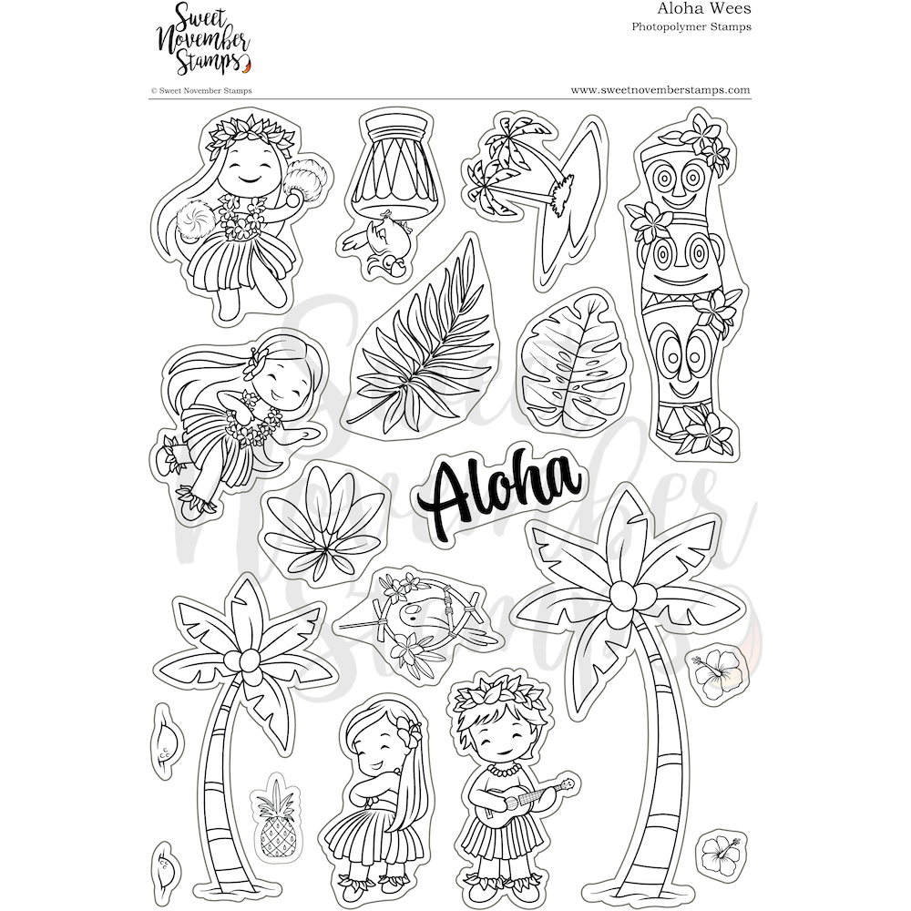 Sweet November Stamps Aloha Wees Clear Stamp Set snssuaw23