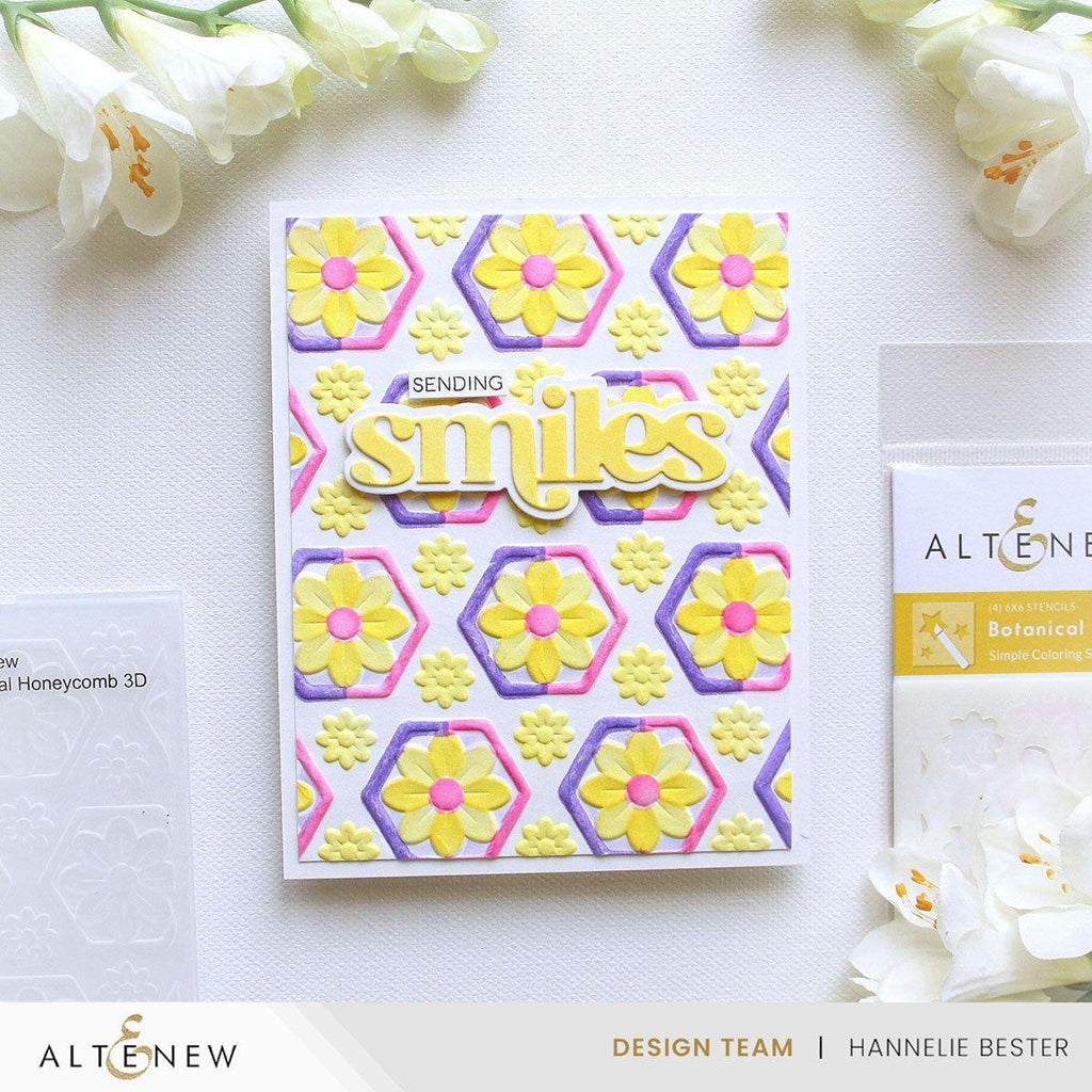 Altenew Botanical Honeycomb 3D Embossing Folder alt10173 sending smiles