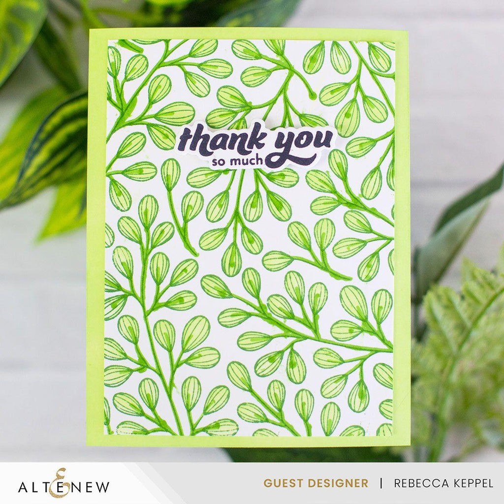 Altenew Modern Leaf Background Simple Coloring Stencils alt10176 thank you