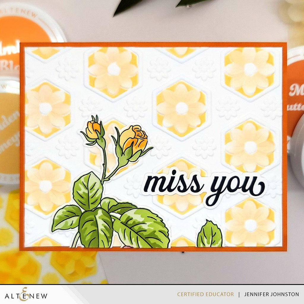 Altenew Botanical Honeycomb Simple Coloring Stencils alt10174 miss you