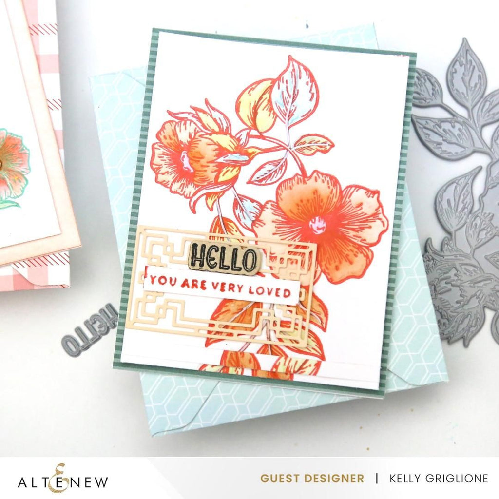 Altenew Blossoming Bouquet Press Plate, Stencils, Embossing Folders and Die Set hello