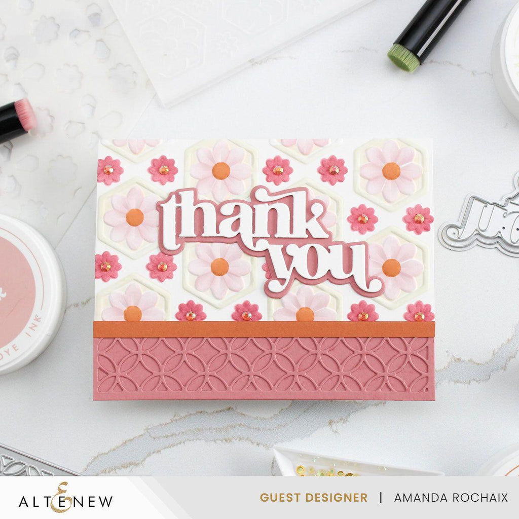 Altenew Botanical Honeycomb Stencils and 3D Embossing Folder Set thank you