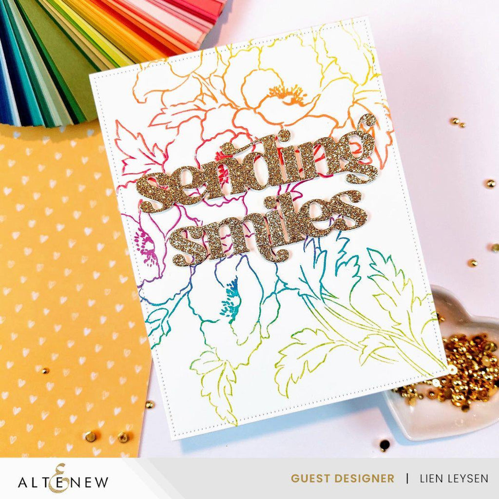 Altenew Bouquet of Poppies Clear Stamps alt10031 rainbow flowers