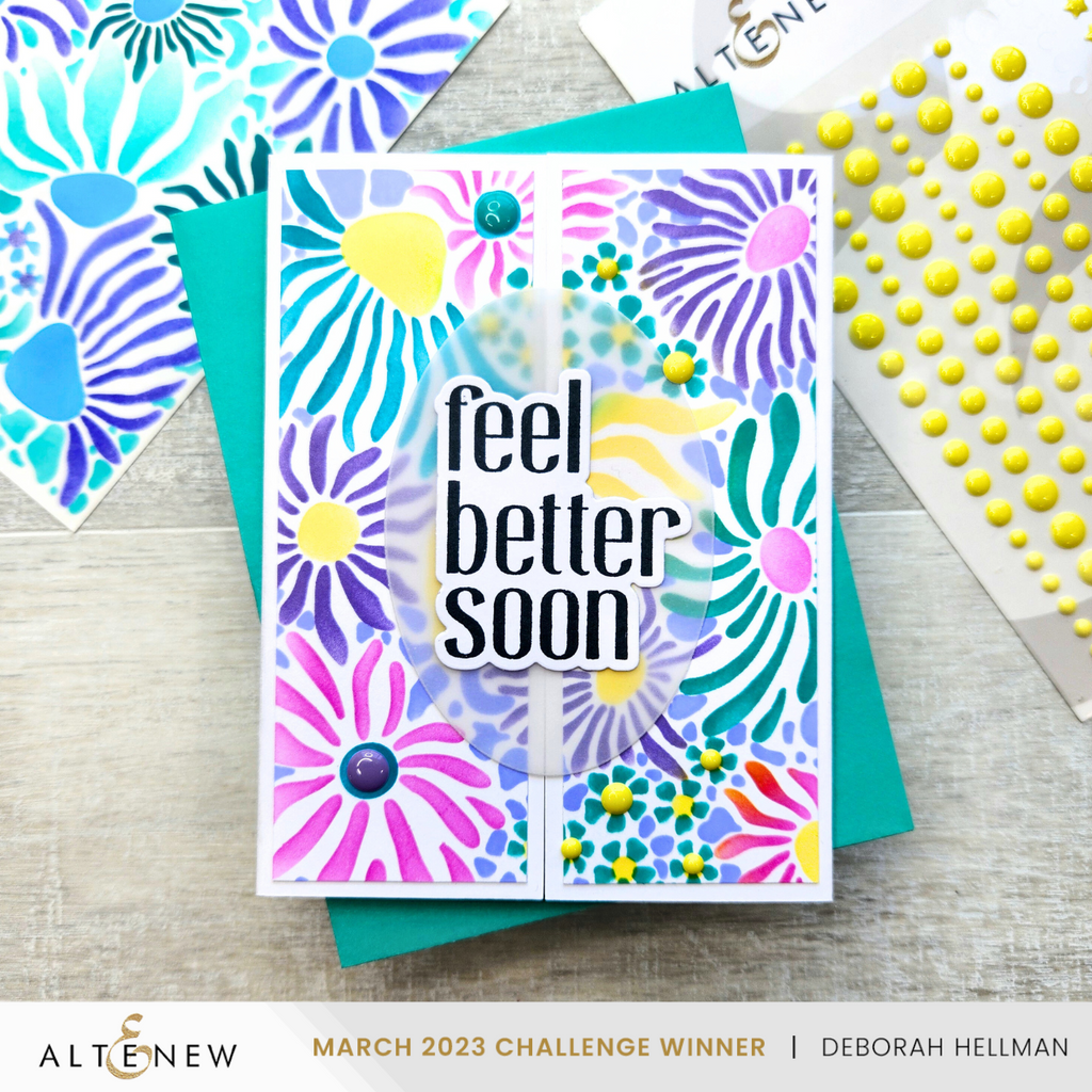 Altenew Daisy Craze Stencils alt10236 feel better soon