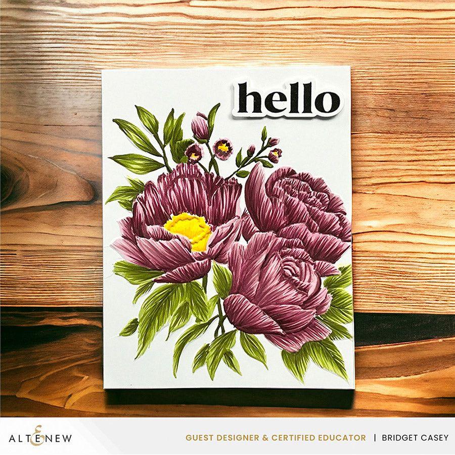 Altenew Farmhouse Florals 3D Embossing Folder alt8911 hello