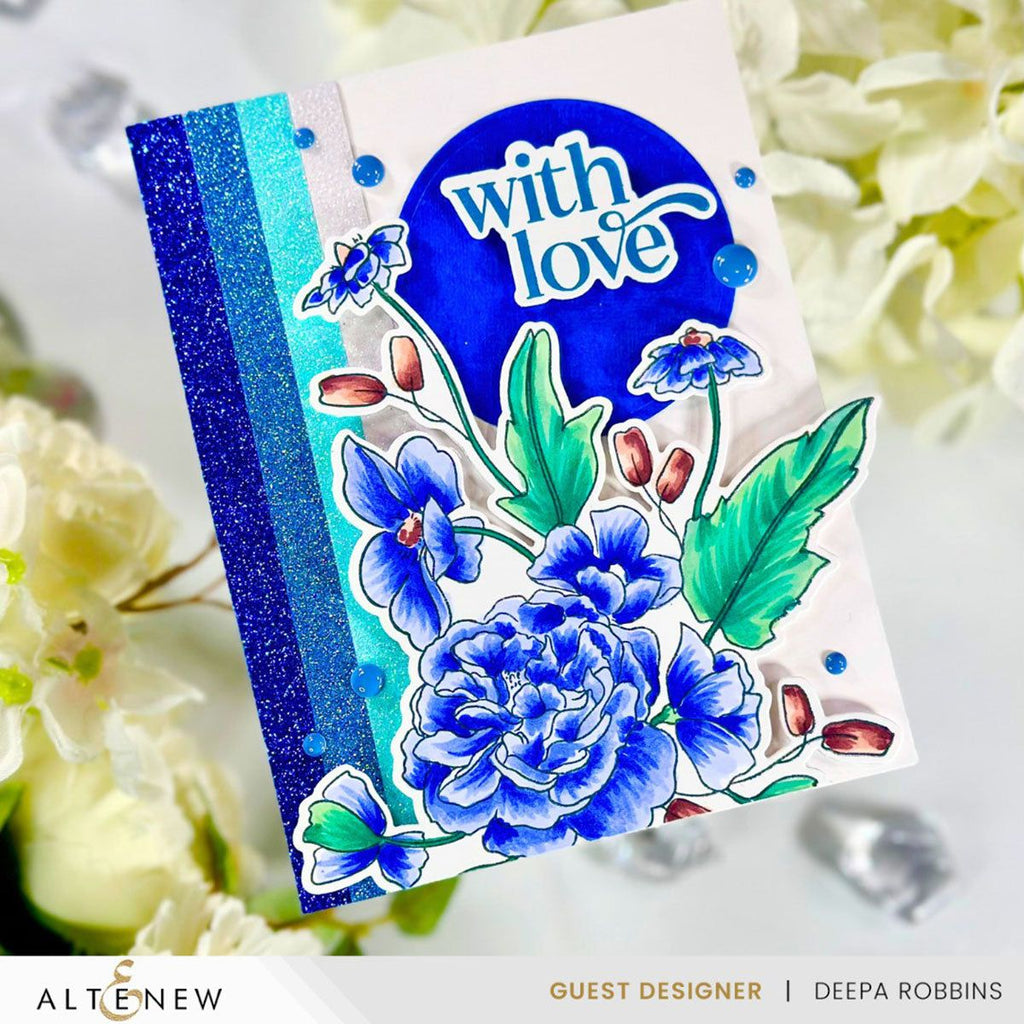 Altenew Garden Bouquet Clear Stamps alt10143 blue flowers