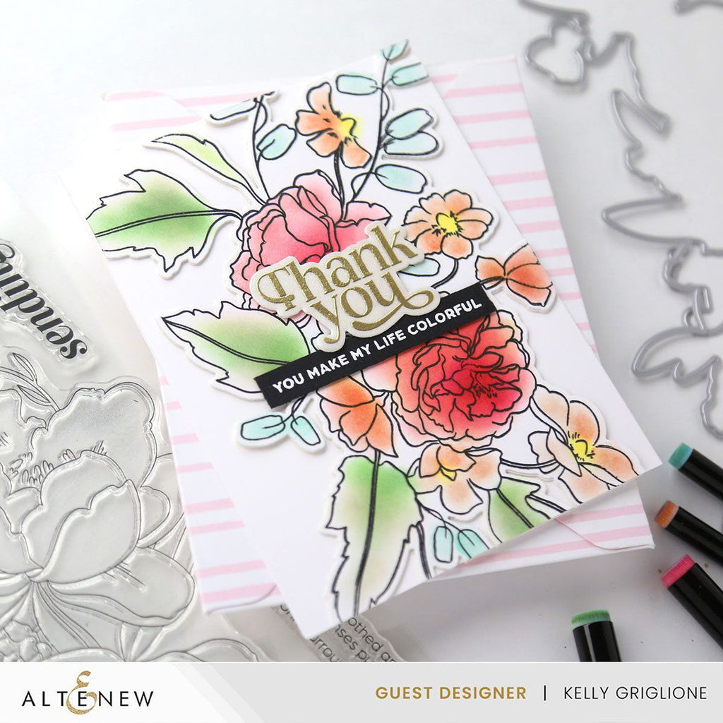 Altnew Garden Bouquet Clear Stamp and Die Set thank you